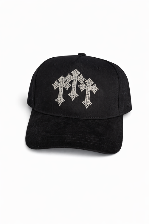 Gorra Black Triple Cross Rhinestone Edition