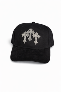 Gorra Black Triple Cross Rhinestone Edition