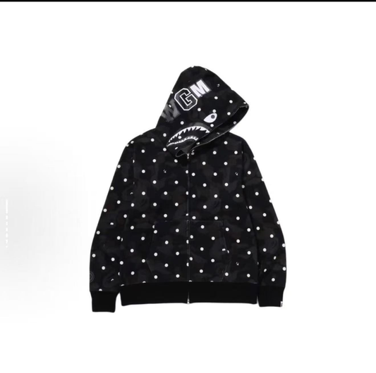 Bape shark color  negra con puntos blancos