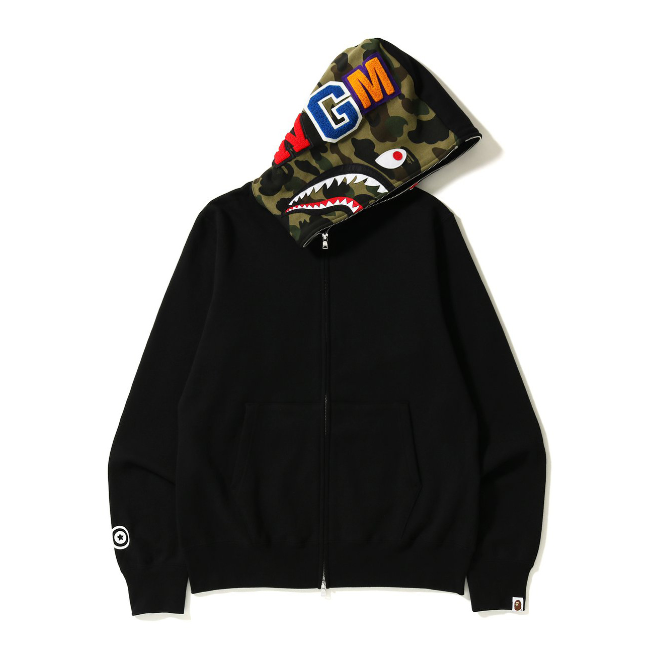 Bape shark color negra con gorro verde