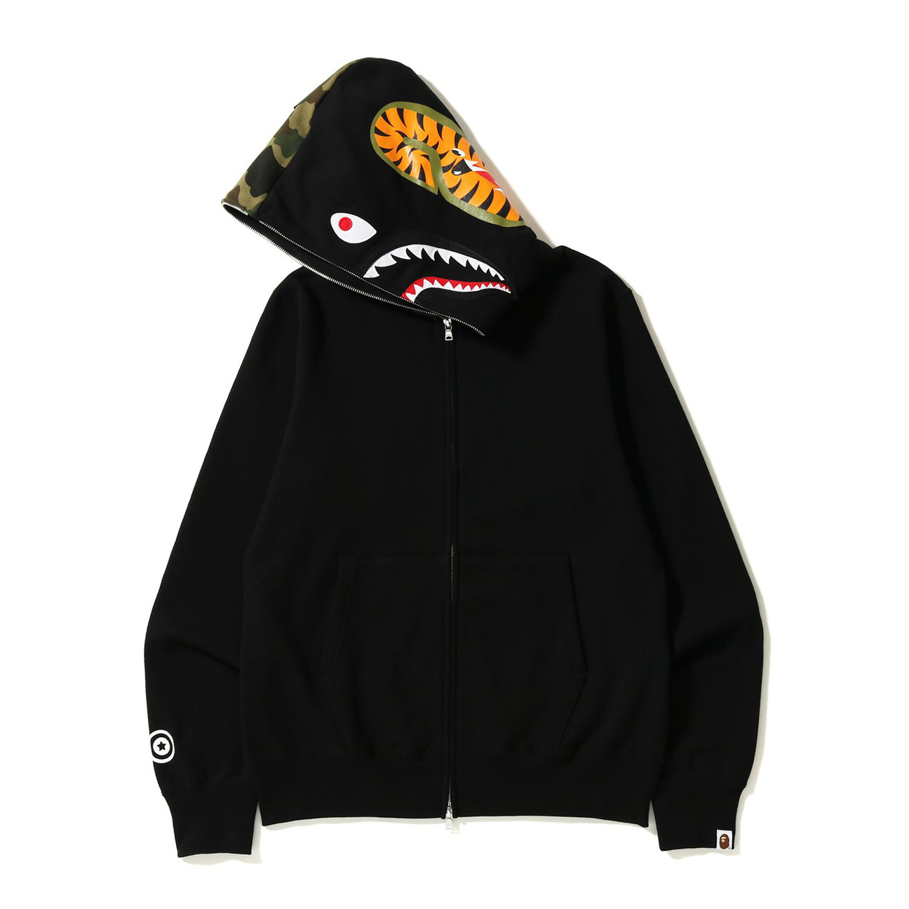 Bape shark color negra con gorro verde
