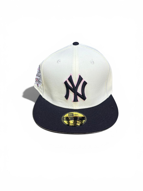 Gorra New Era NY blanco rosa