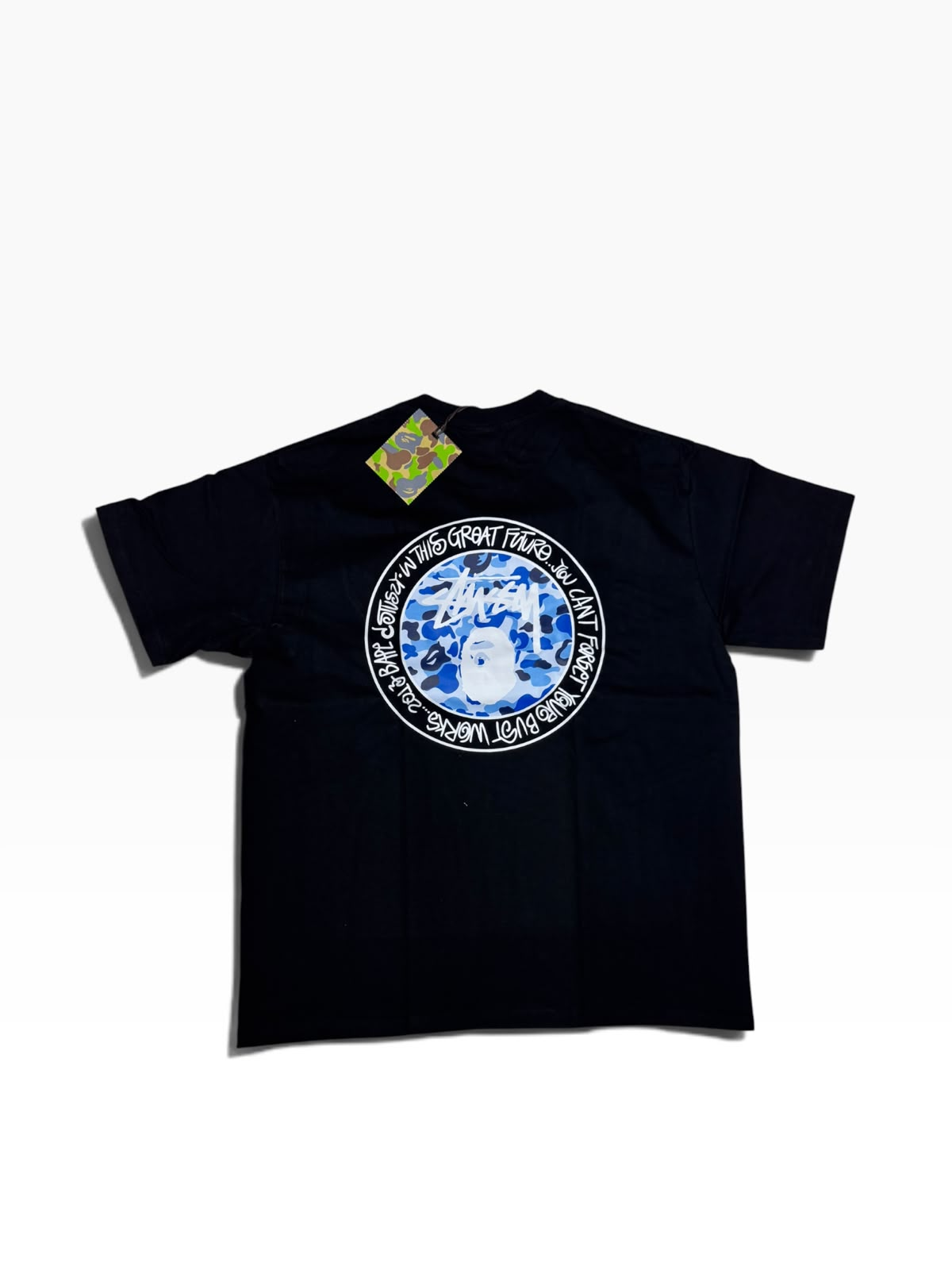Playera bape x stussy azul