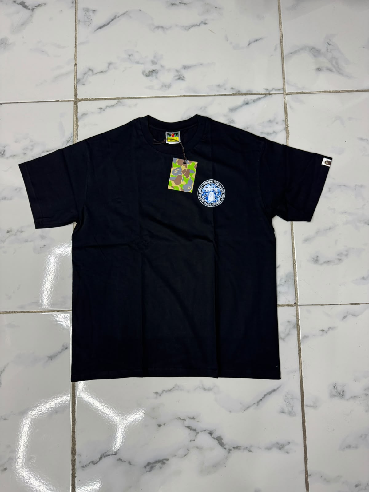 Playera bape x stussy azul