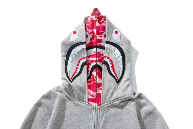 Bape Shark gris doble gorro (rosa)