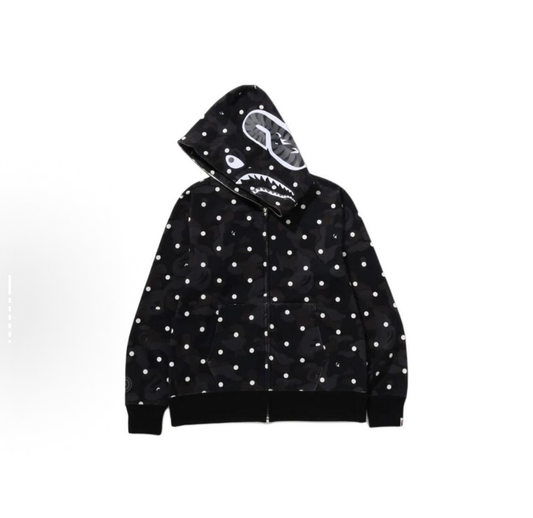 Bape  Shark negra puntos brilla en la oscuridad